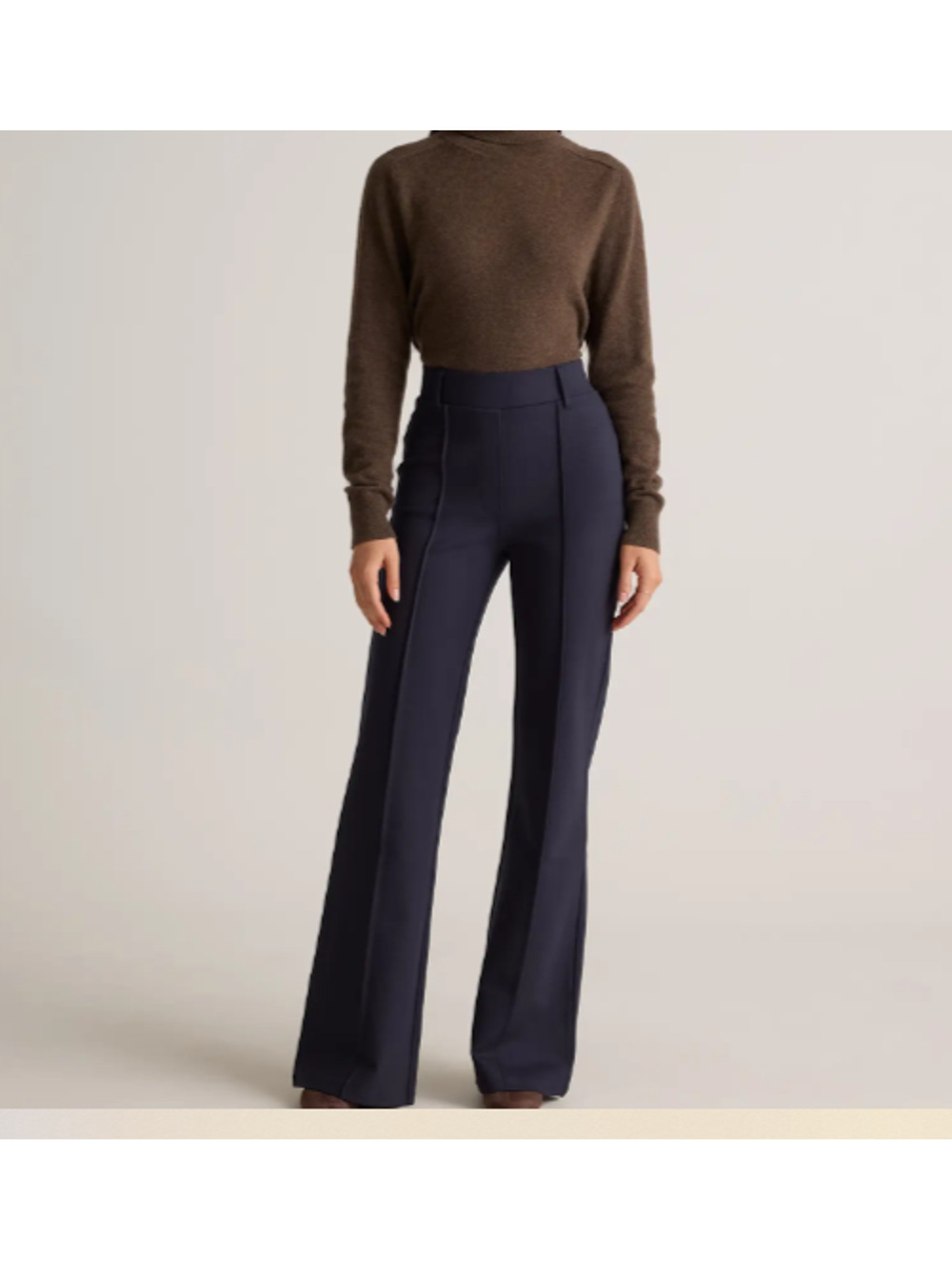 Quince Ultra-Stretch Ponte‎ Flare Leg Pants Navy Small A008100